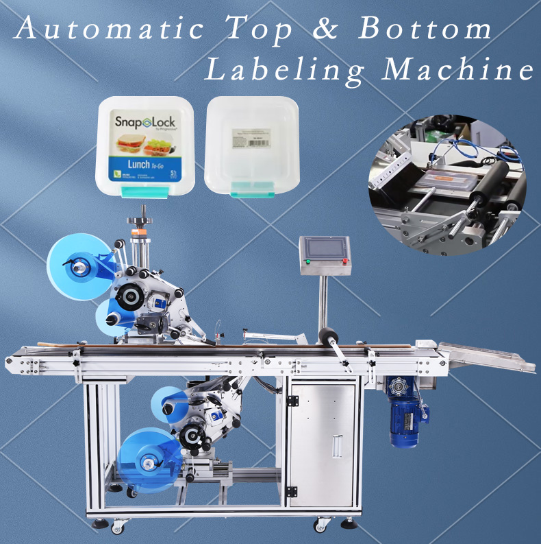 FK814 Auto Top Bottom Flat Surface Labeling Machine For Pouch Bag Sachet Box Case Jar 2 Si Tolerance ±1mm