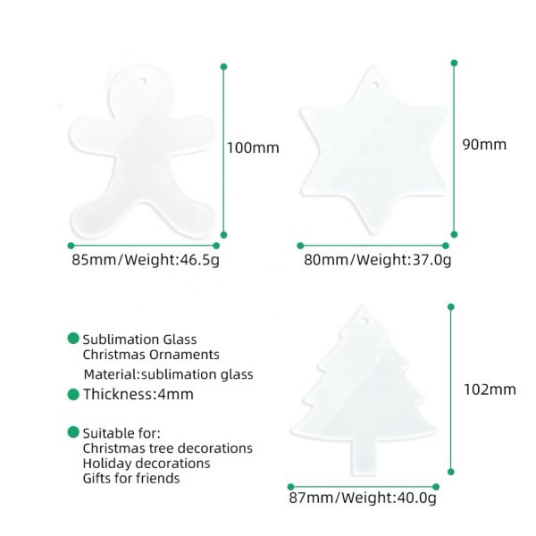 Christmas Gingerbread Man Xmas Tree Hanging Decoration Blanks Glass Sublimation Christmas Ornament