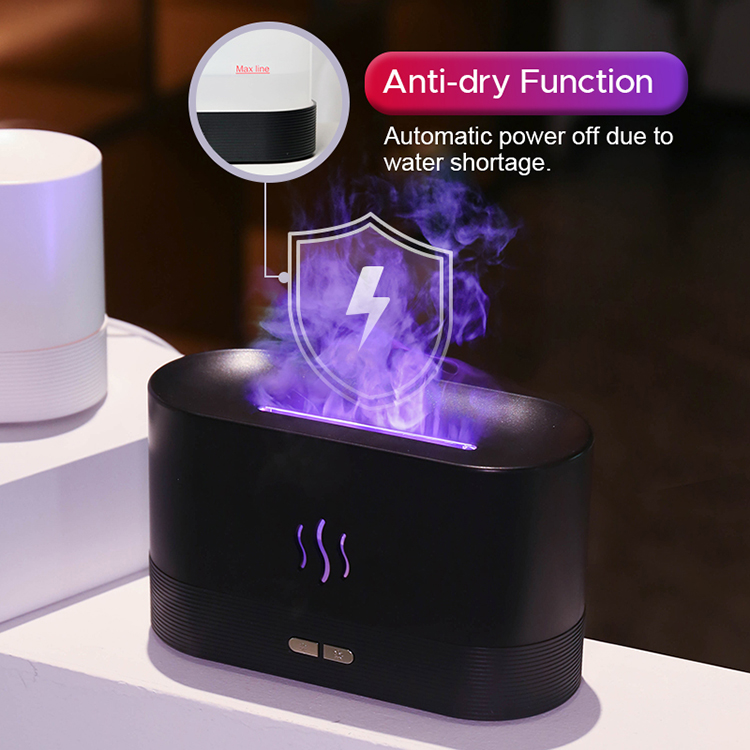 180ML Colorful Changeable USB Flame Effect Humidifier Essential Oil Fire Simulation Smart Mute Aroma Diffuser With RGB light