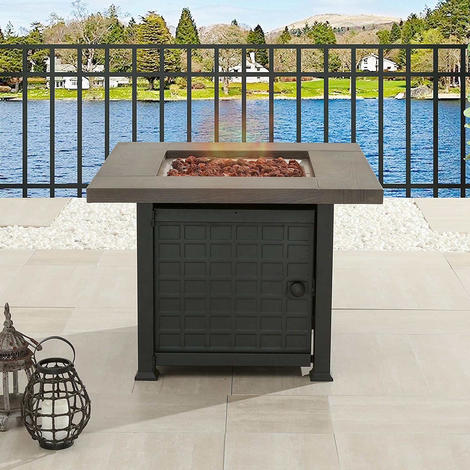 50,000 BTU Auto-Ignition Outdoor Propane Fire Pit Table With Steel Cover