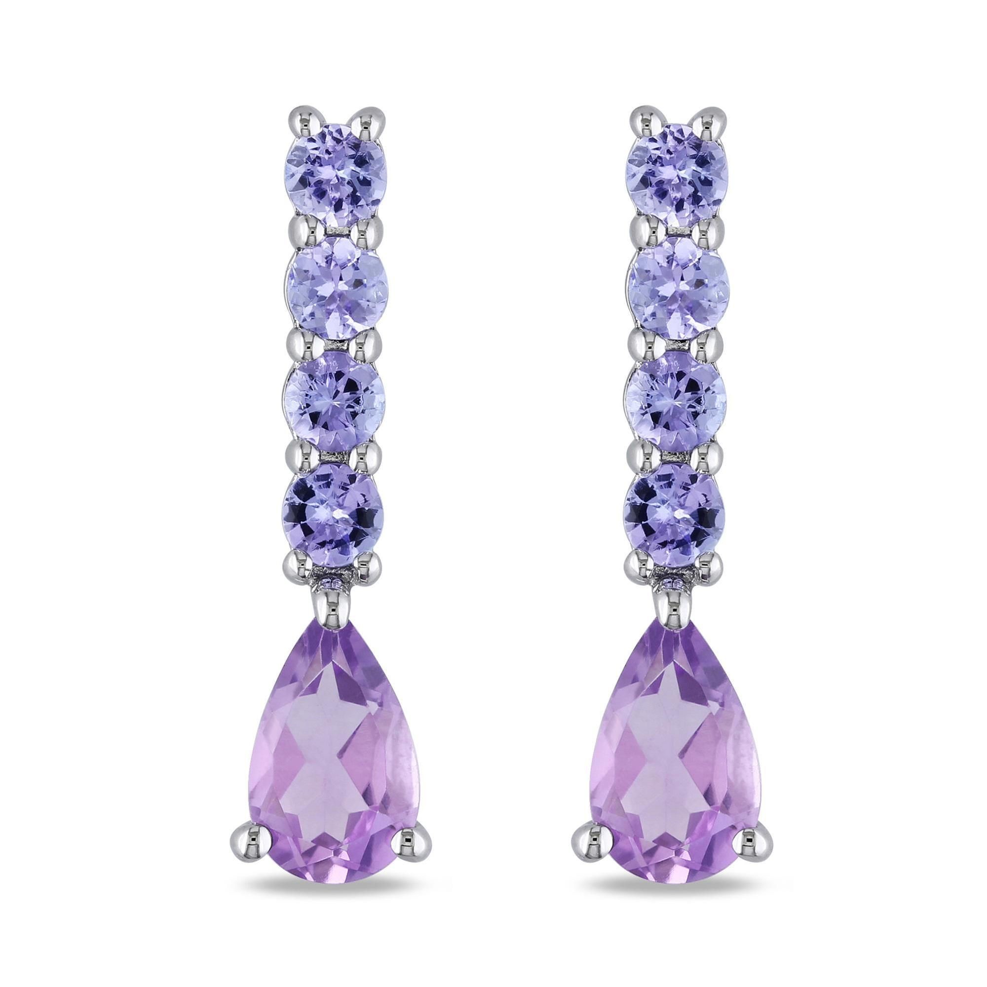Jewellery Mythos Claw Amethyst Silver Drop Earrings For Women