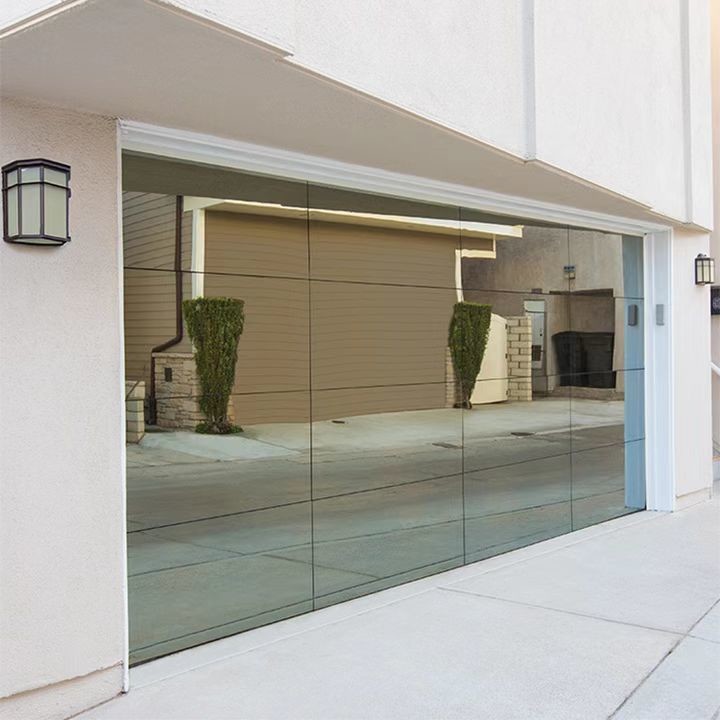 12 16 18 Foot Aluminum Full View Glass Garage Doors Frameless
