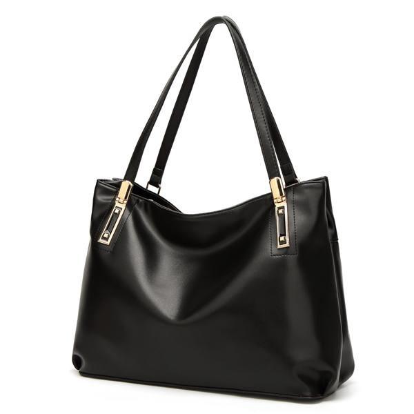 Soft Leather Shoulder Handbags , Leather Black Handbags With Long Shoulder