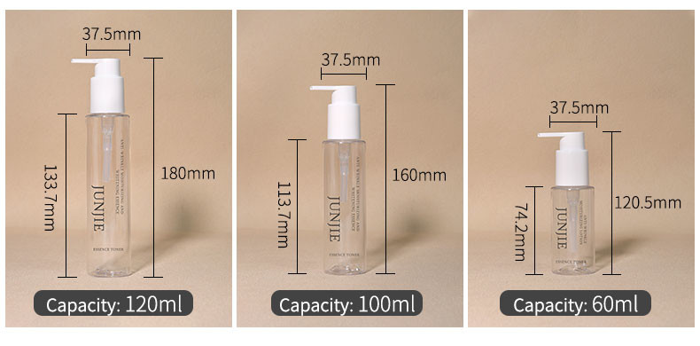 120ml 150ml Clear Plastic Cylinder Bottle Custom Spray Bottle Packaging Printing Cleanser Lotion Pump Bottle