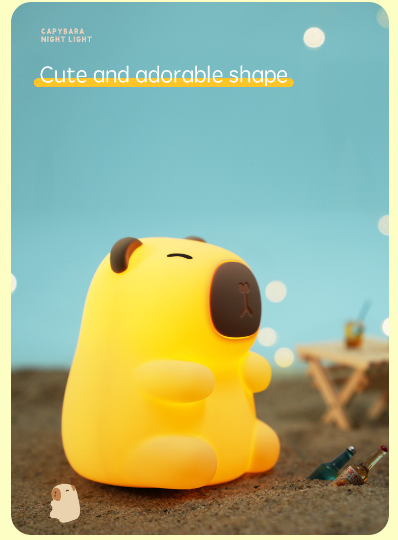 Custom Logo Capybara Kids Gift Bedroom Sleeping Cute Soft Lamp Color Gradient Dog Silicone Night Light