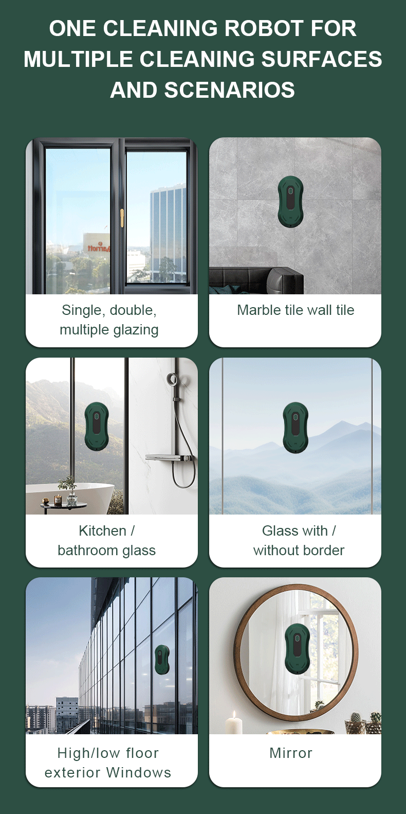 Frameless Glass Border Robot Window Cleaner for Intelligent Automatic Household Robot