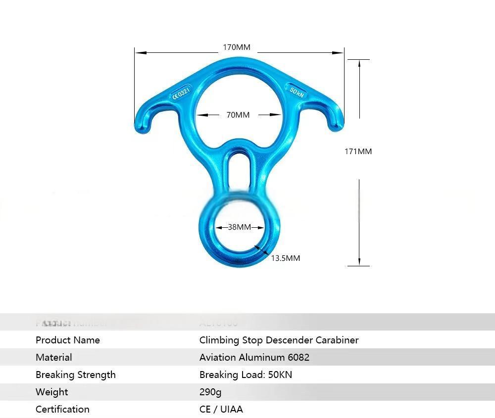 Outdoor Hardware Climbing Descender Figure Eight Ring for Rapid Descent Protection