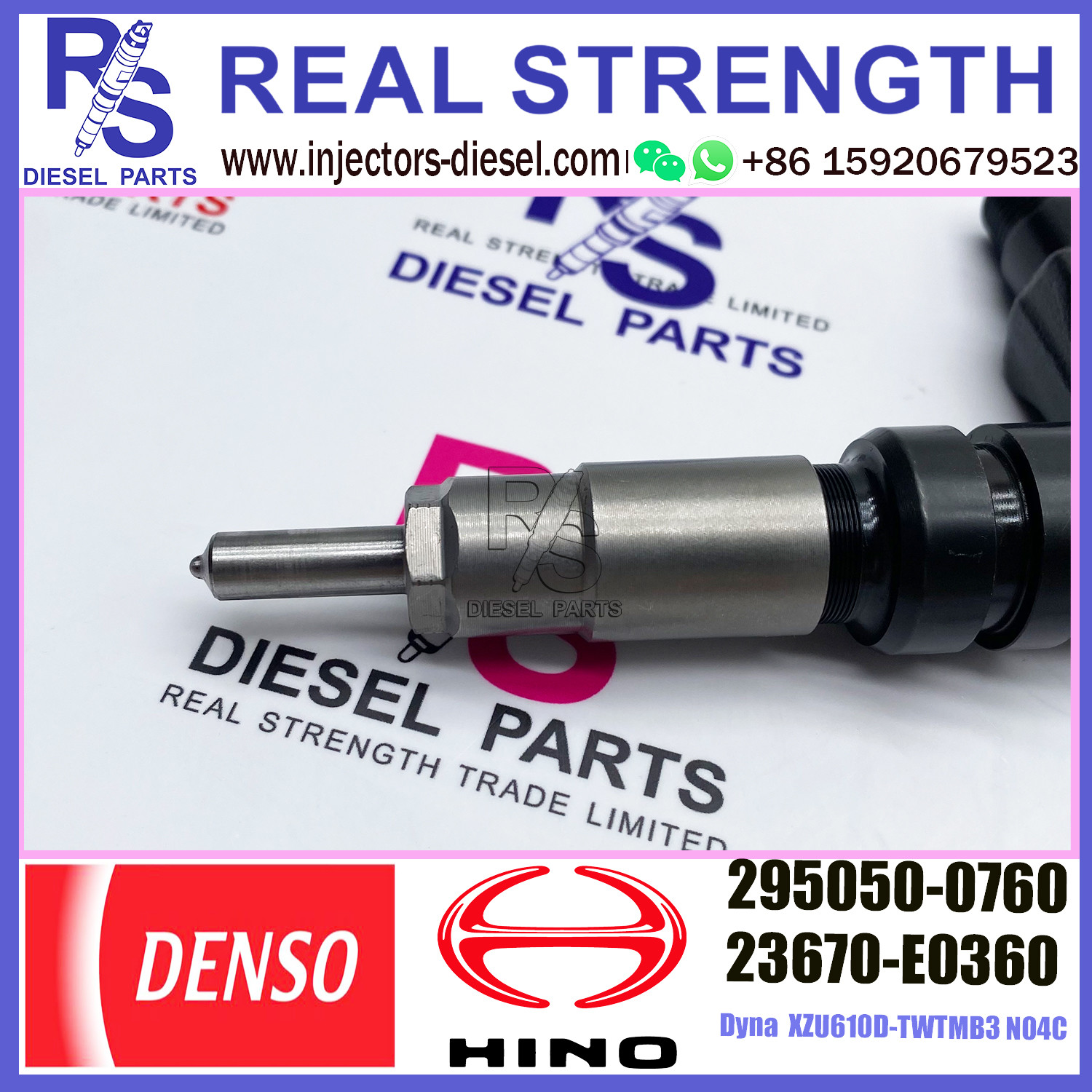 Diesel common rail injector 295050-0760 for HINO N04C 23670-E0250 23670-E0380 23670-E9260