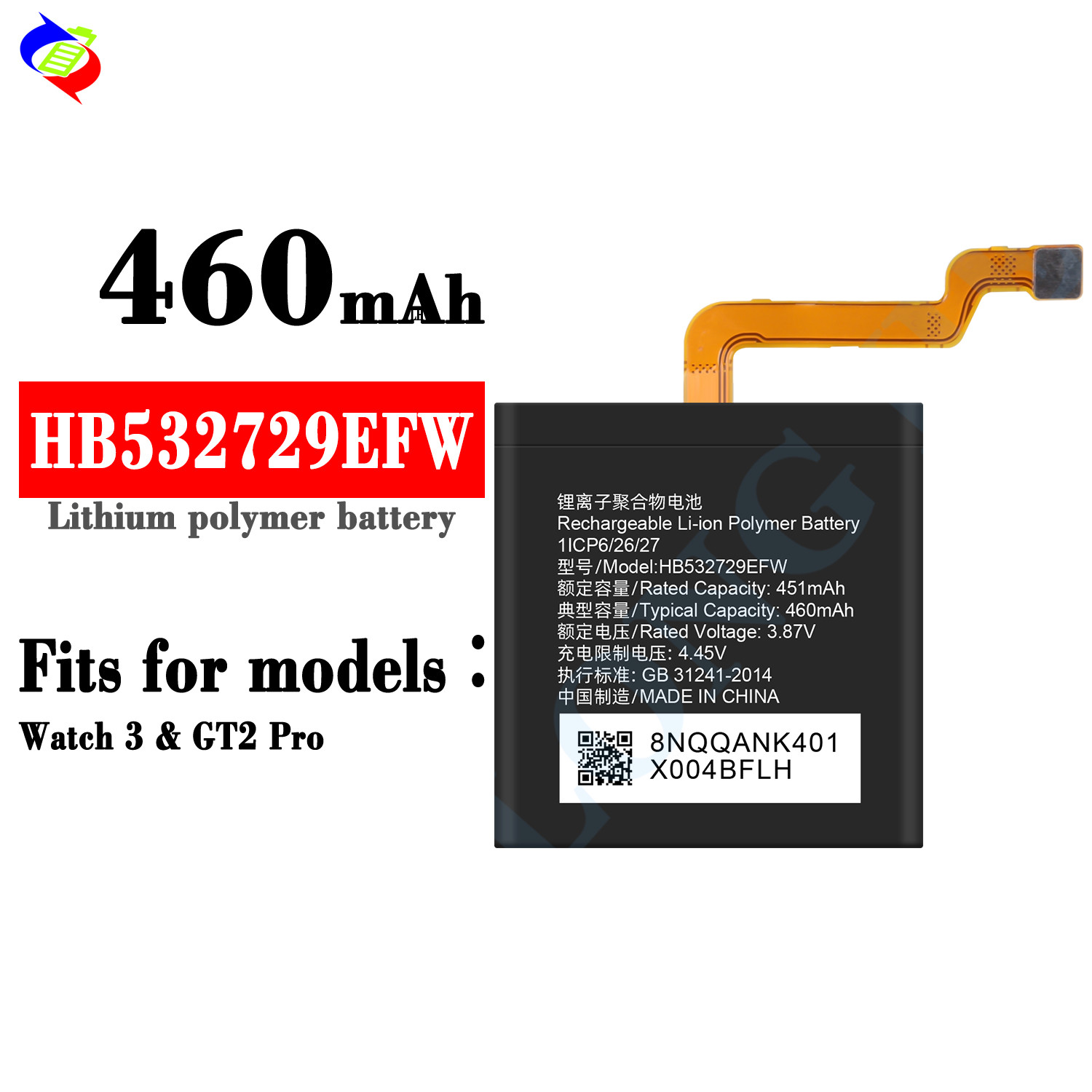 OEM New battery HB532729EFW for Huawei Watch GT2/GT2 Pro 460mAh brand new 0 cycle