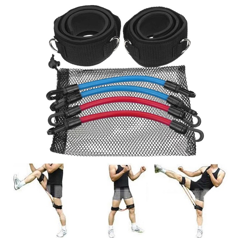 Red Latex Tube Rubber Exercise Elastic Crossfit Resistance Bands Set for Kinetic Speed Agility Training
