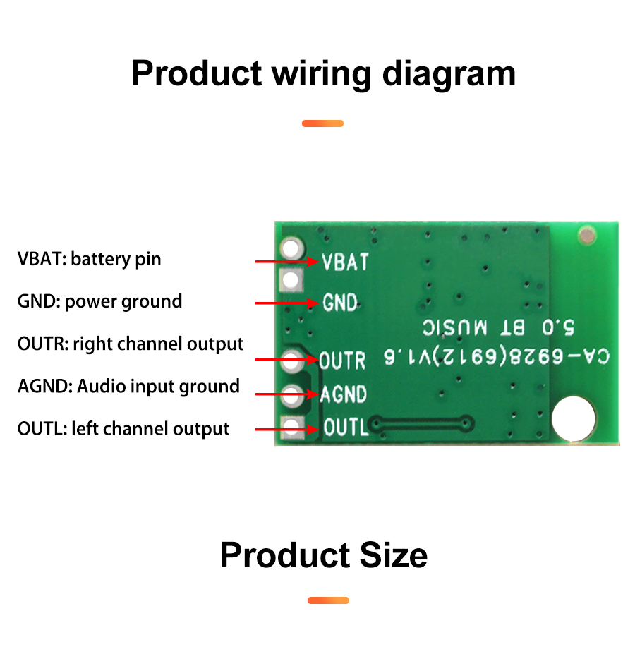 12V DC Power Amplifier Module Board 23*15MM Private Mold NO Bluetooth 5.1 Speaker