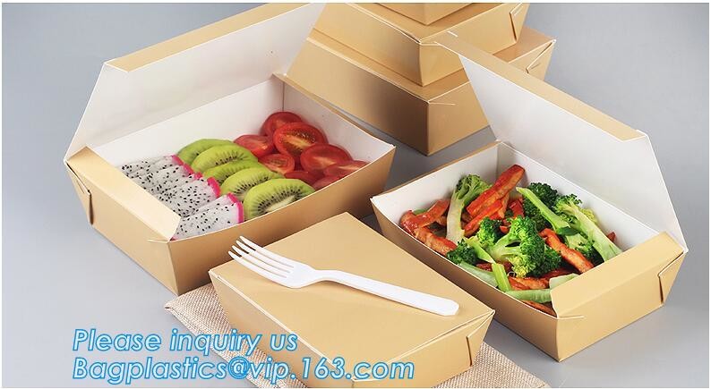 Cheap Cardboard foldable kraft paper lunch box with window,Lunch noodle fast food kraft paper box by customized logo pri