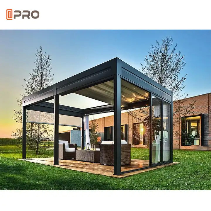Customized Modern Aluminum Pergola Patio Outdoor Automatic Opening Louvered Roof Pergola